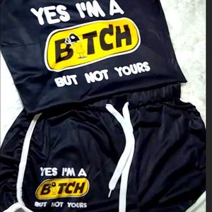 Not you B***** shorts set small-2X NEW
